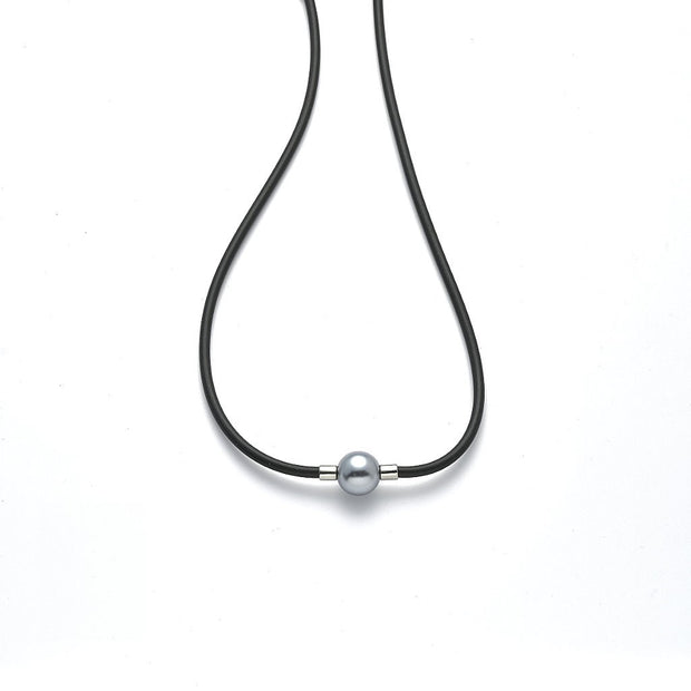 Collier rhodiniert   Perle grau