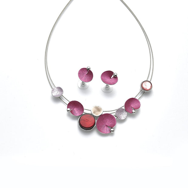 Garnitur rhodiniert  pink/fuchsia