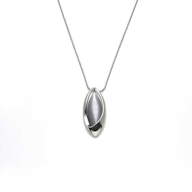 Collier rhodiniert  Mondstein grau