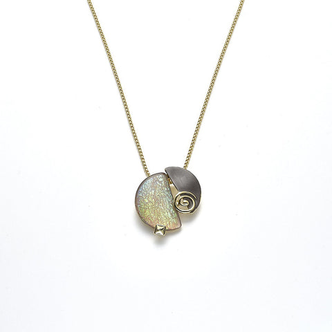 Collier vergoldet  grün/braun