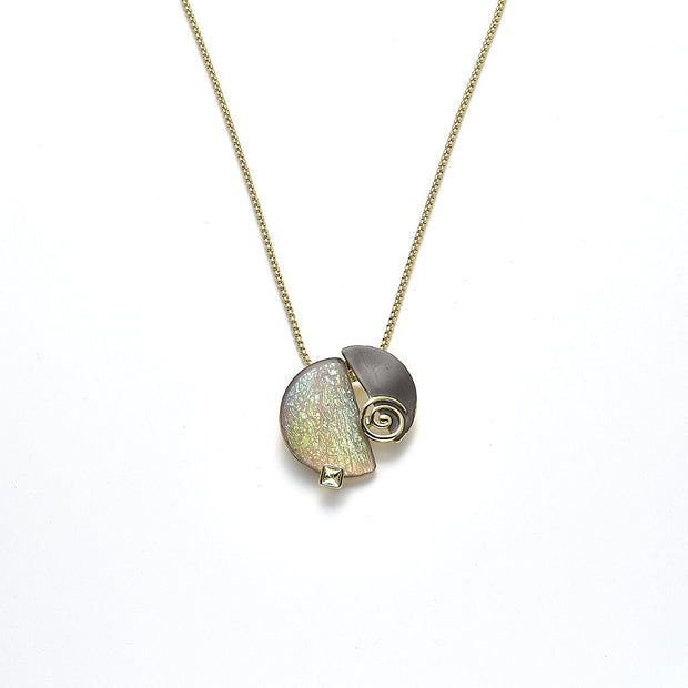 Collier vergoldet  grün/braun