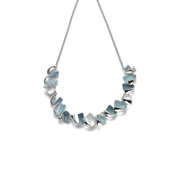 Collier rhodiniert  türkis/weiß