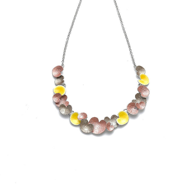 Collier rhodiniert  orange/braun