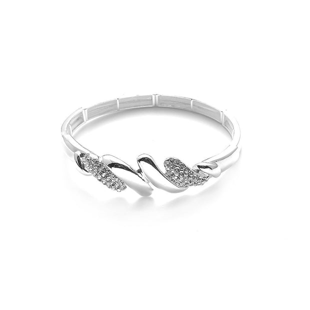 Armband elastisch versilbert   Kristall