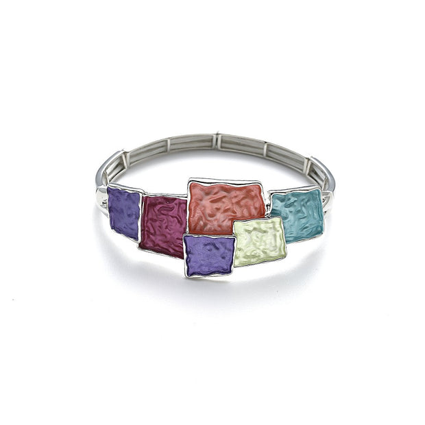 Armband elastisch rhodiniert  bunt