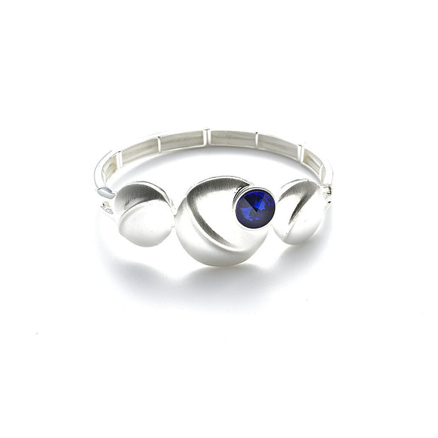 Armband elastisch versilbert   Kristall blau