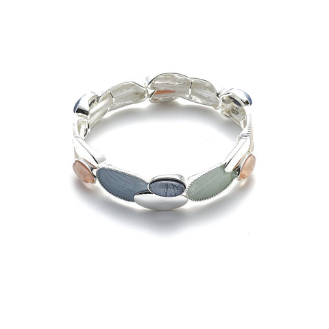 Armband elastisch versilbert  pastell bunt