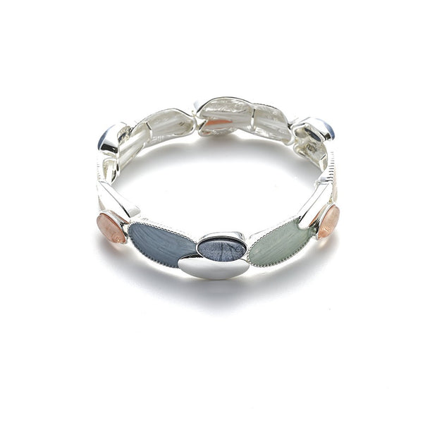 Armband elastisch versilbert  pastell bunt