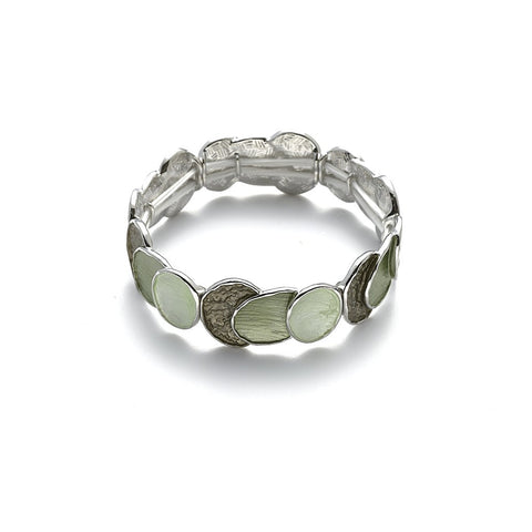 Armband elastisch rhodiniert  grün