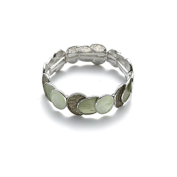 Armband elastisch rhodiniert  grün