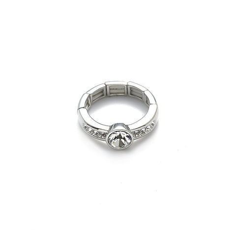 Ring elastisch rhodiniert   Kristall