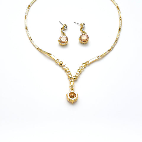 Garnitur vergoldet Kristallsteine light colorado