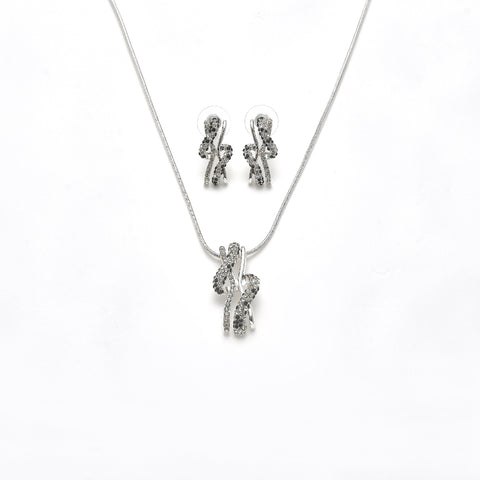 Garnitur versilbert   Zirkonia jet