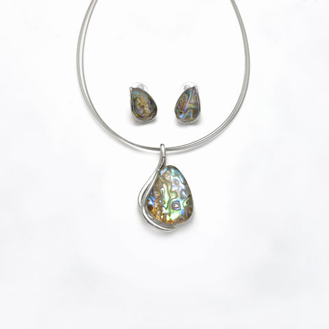 Garnitur rhodiniert   Paua Shell