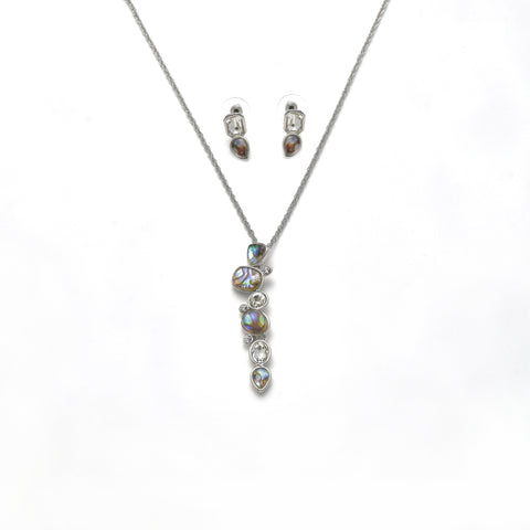 Garnitur rhodiniert   Paua Shell  Kristall