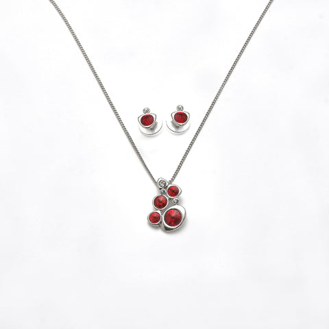 Garnitur rhodiniert    Kristall siam