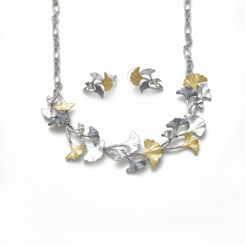 Garnitur rhodiniert     Ginko  tri-color