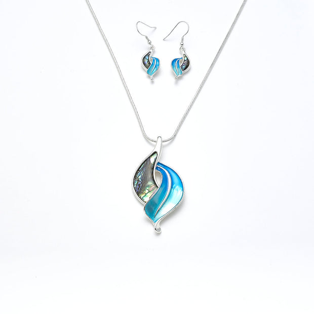 Garnitur versilbert  blau  Paua Shell