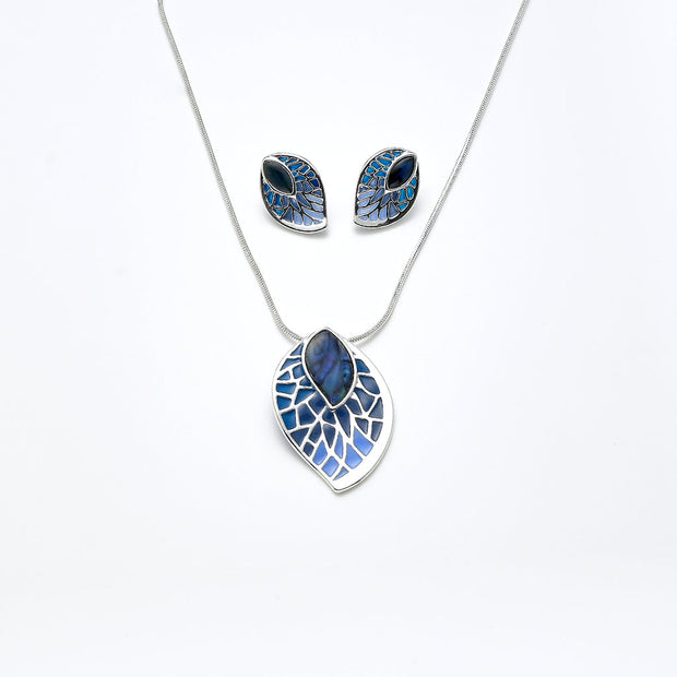 Garnitur versilbert  blau  Paua Shell