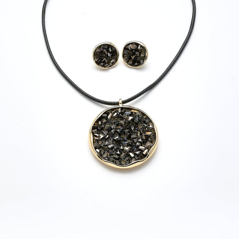 Garnitur vergoldet Kristall schwarz