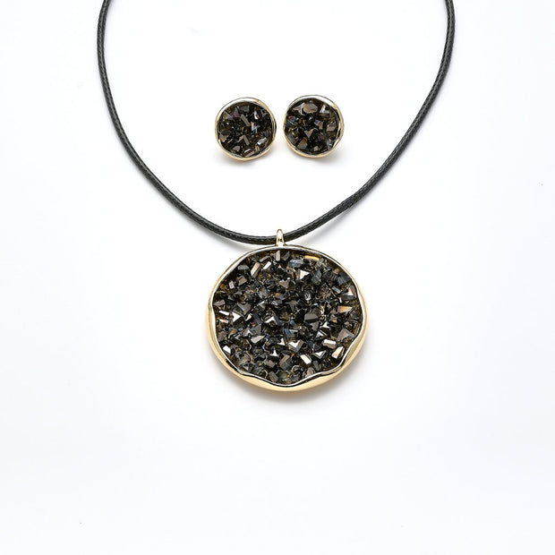 Garnitur vergoldet Kristall schwarz