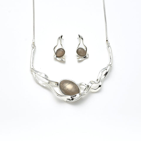 Garnitur versilbert Stein hell grau