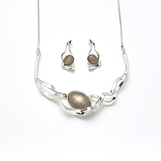 Garnitur versilbert Stein hell grau