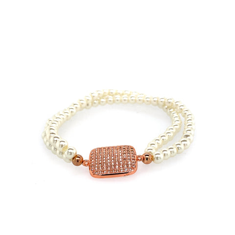 Armband elastisch rosévergoldet    Perle 