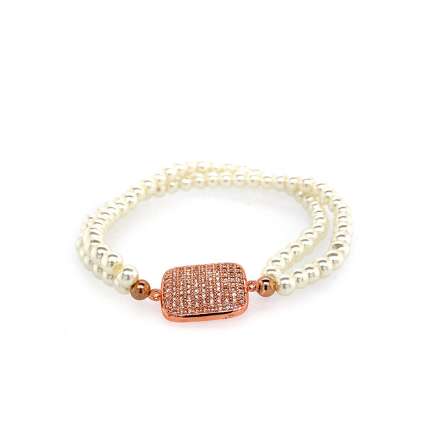 Armband elastisch rosévergoldet    Perle 