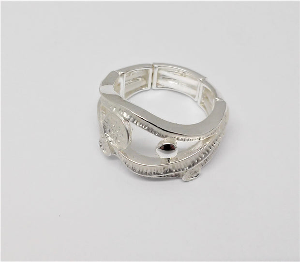 Ring elastisch versilbert matt weiß