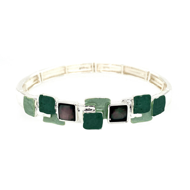 Armband elastisch versilbert  grün   