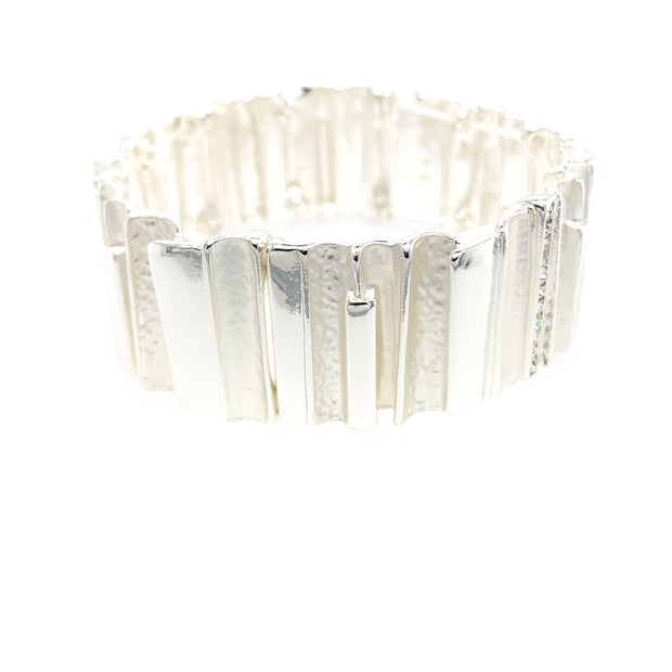Armband elastisch rhodiniert matt weiß