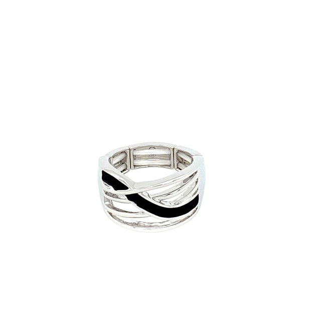 Ring elastisch rhodiniert matt schwarz   