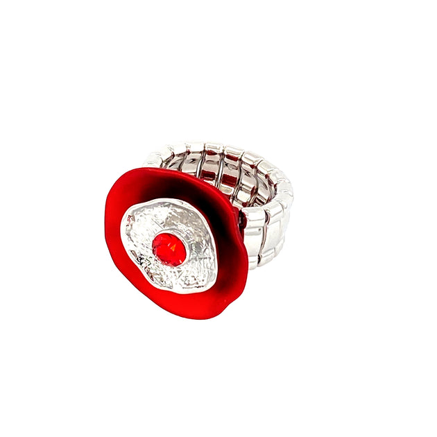 Ring Elastisch Rhodiniert Kristall