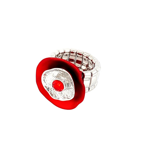 Ring elastisch rhodiniert  rot   