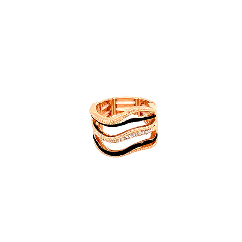 Ring elastisch rosévergoldet  schwarz   