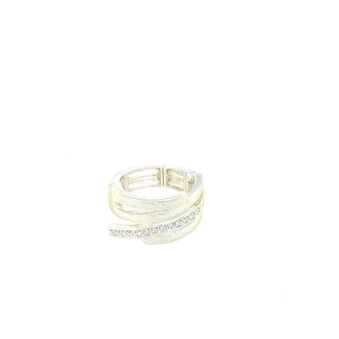 Ring elastisch versilbert matt weiß   