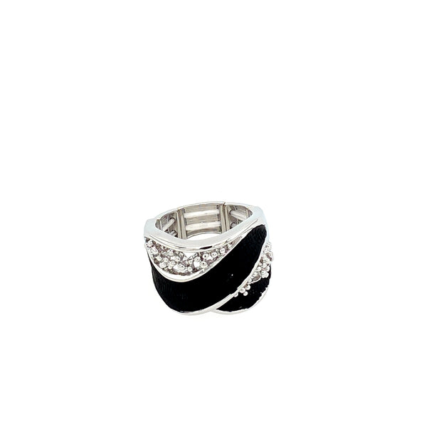 Ring elastisch rhodiniert matt schwarz   