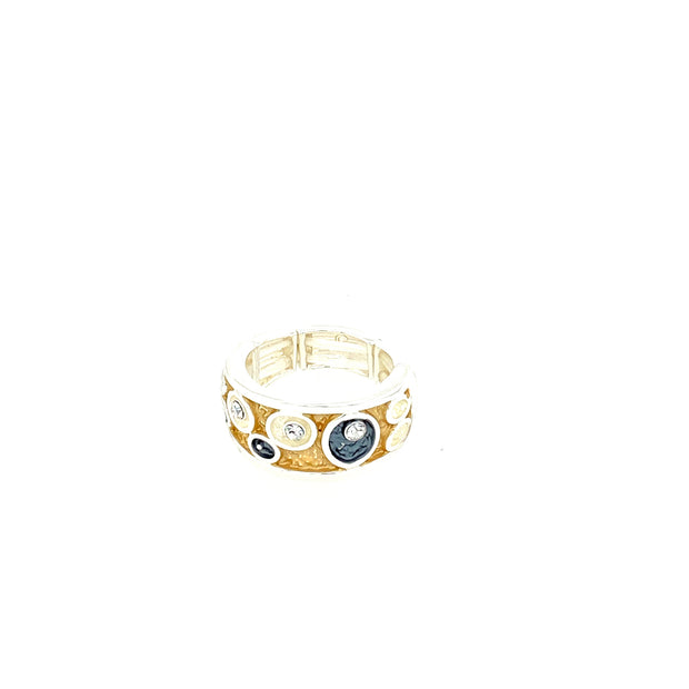 Ring elastisch rhodiniert  tri-color   