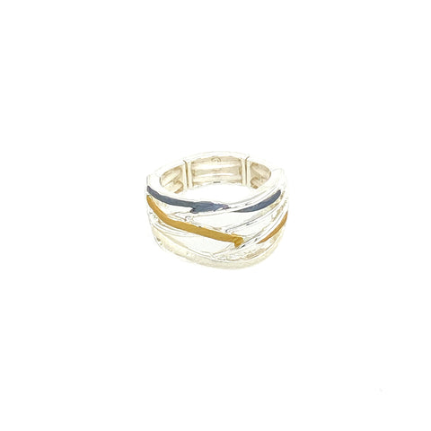 Ring elastisch versilbert matt tri-color   