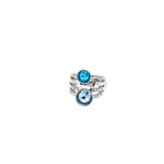 Ring elastisch rhodiniert  blau/kristall   