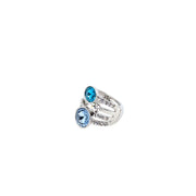 Ring elastisch rhodiniert  blau/kristall