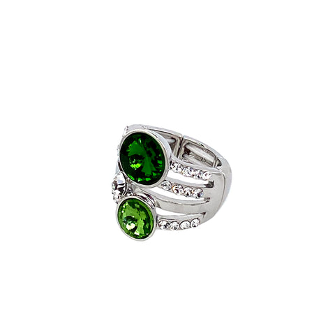 Ring elastisch rhodiniert  grün dunkel-, hell-  