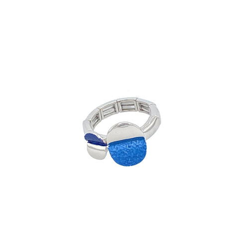Ring elastisch rhodiniert  blau   