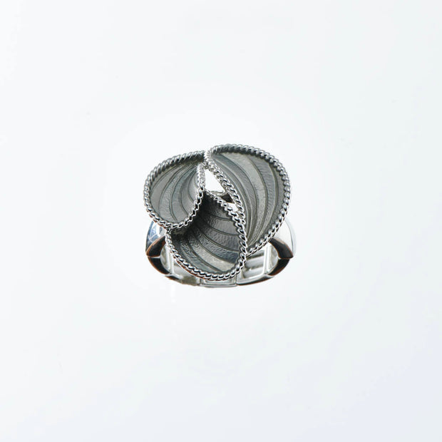 Ring elastisch rhodiniert  matt grau   