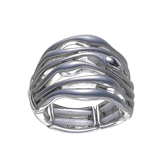 Ring elastisch rhodiniert matt grau   