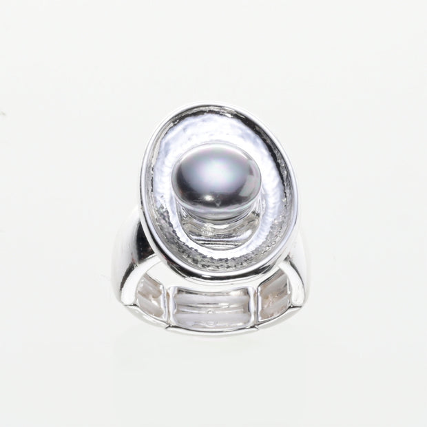 Ring elastisch versilbert   Perle  