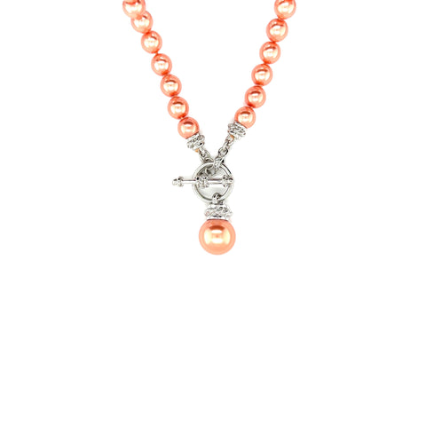 Collier rhodiniert  apricot Perle  