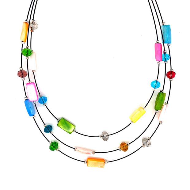 Collier rhodiniert  multi-color   