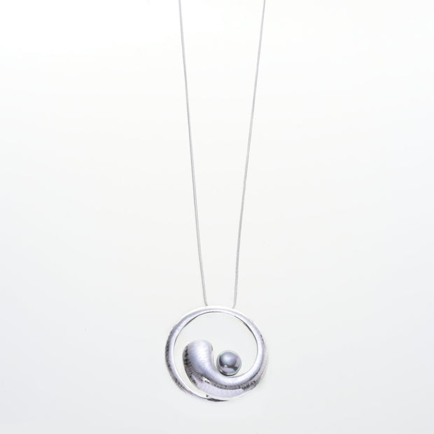Lange Kette versilbert  silber Perle   90cm